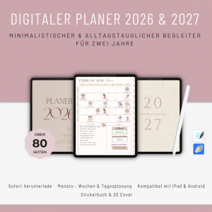 XXL Digitaler Planer Bundle 2026 & 2027 | 2 Komplette Jahre | 20 Cover | 300+ Sticker
