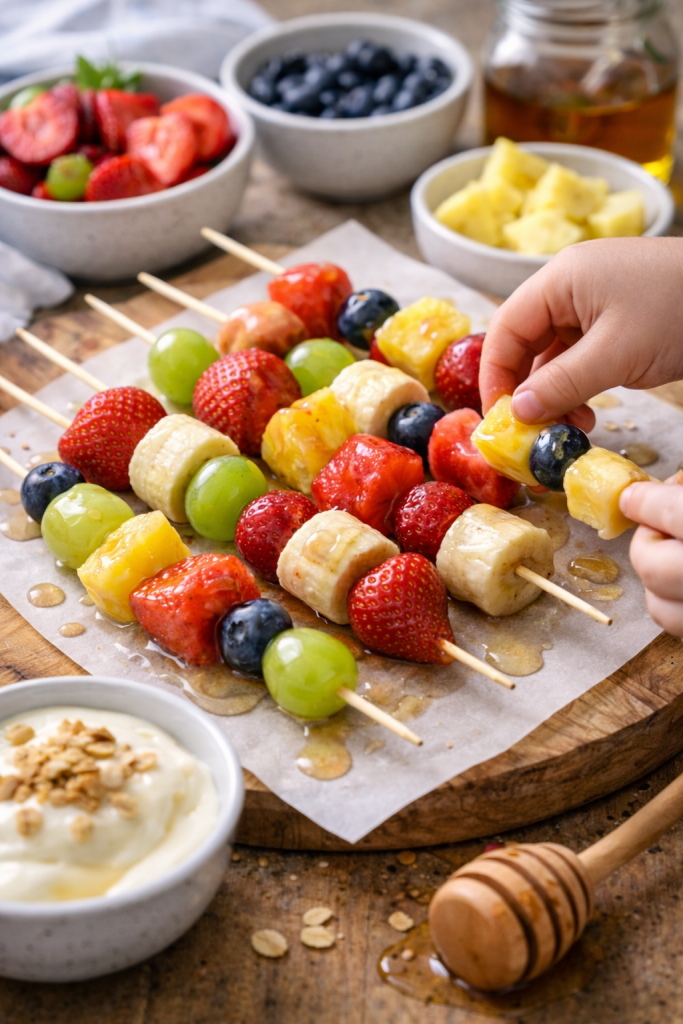 kochen mit Kindern - Fruchtspieße
