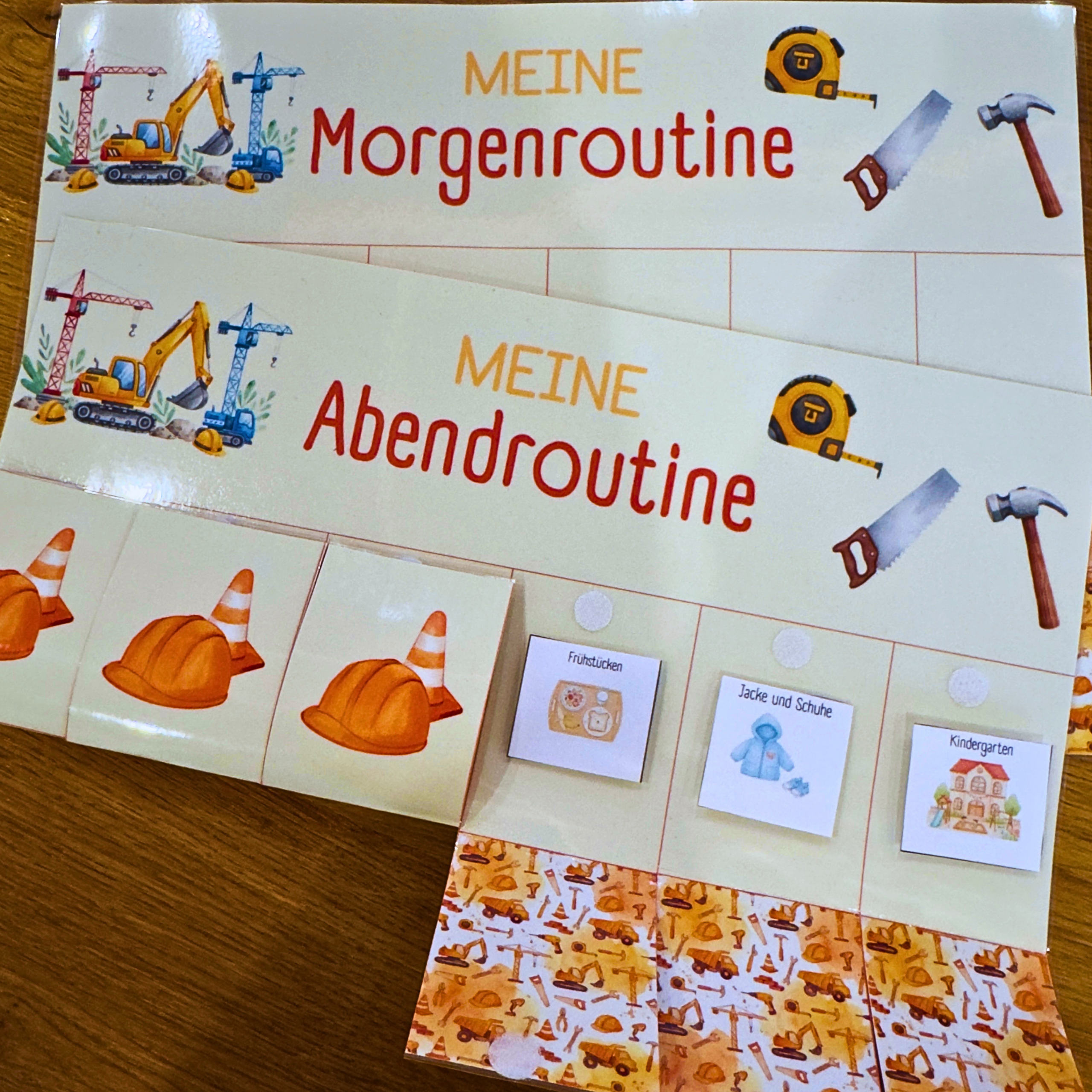 Routineplan Kinder Baustelle zum Ausdrucken – Morgenroutine & Abendroutine mit 48 Routinekärtchen – Bild 2