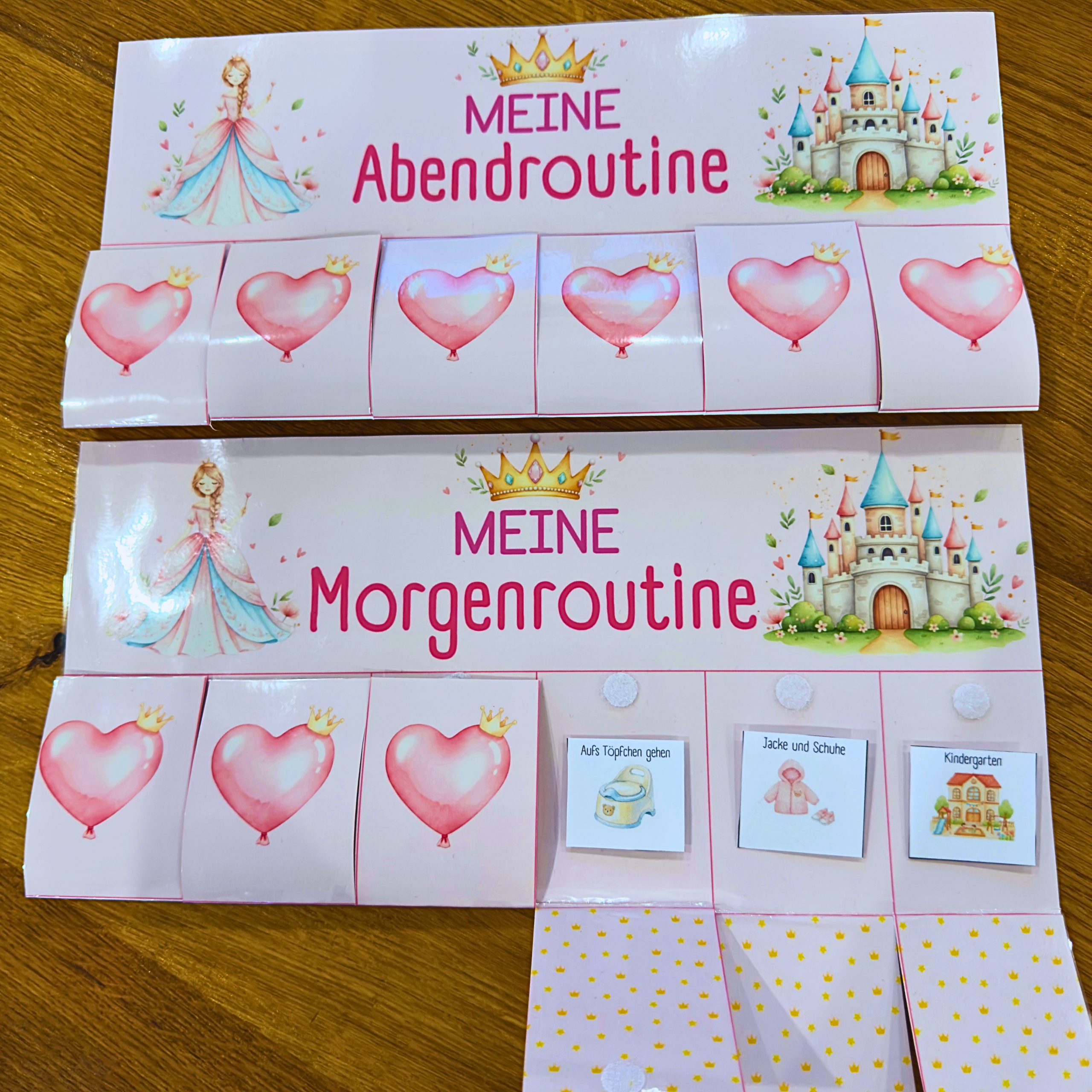 Routineplan Kinder zum Ausdrucken – Prinzessinen Morgenroutine & Abendroutine mit 48 Routinekarten – Bild 2