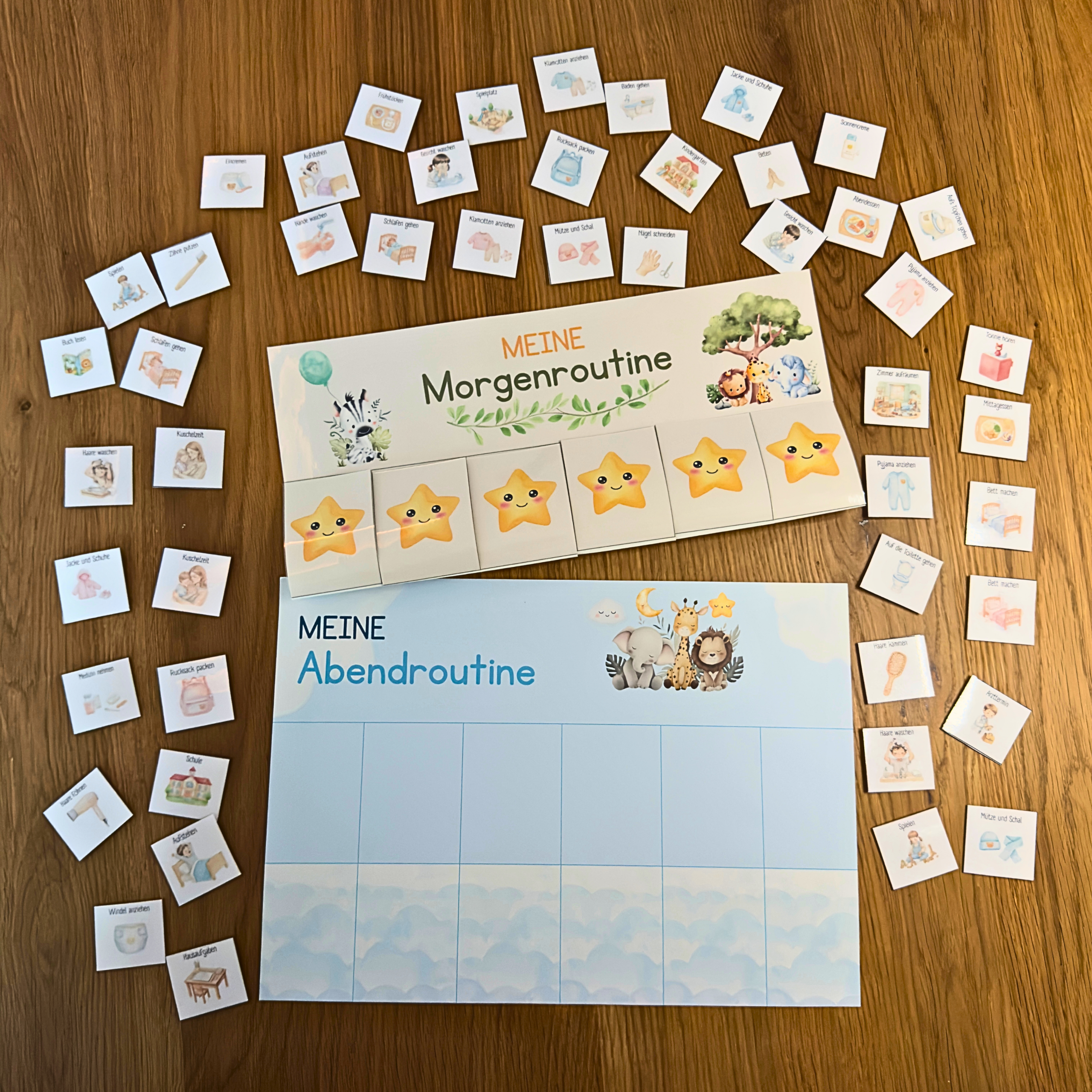 Routineplan Kinder Dschungel Blau-Grün – Safari Morgenroutine & Abendroutine zum Ausdrucken – Bild 4