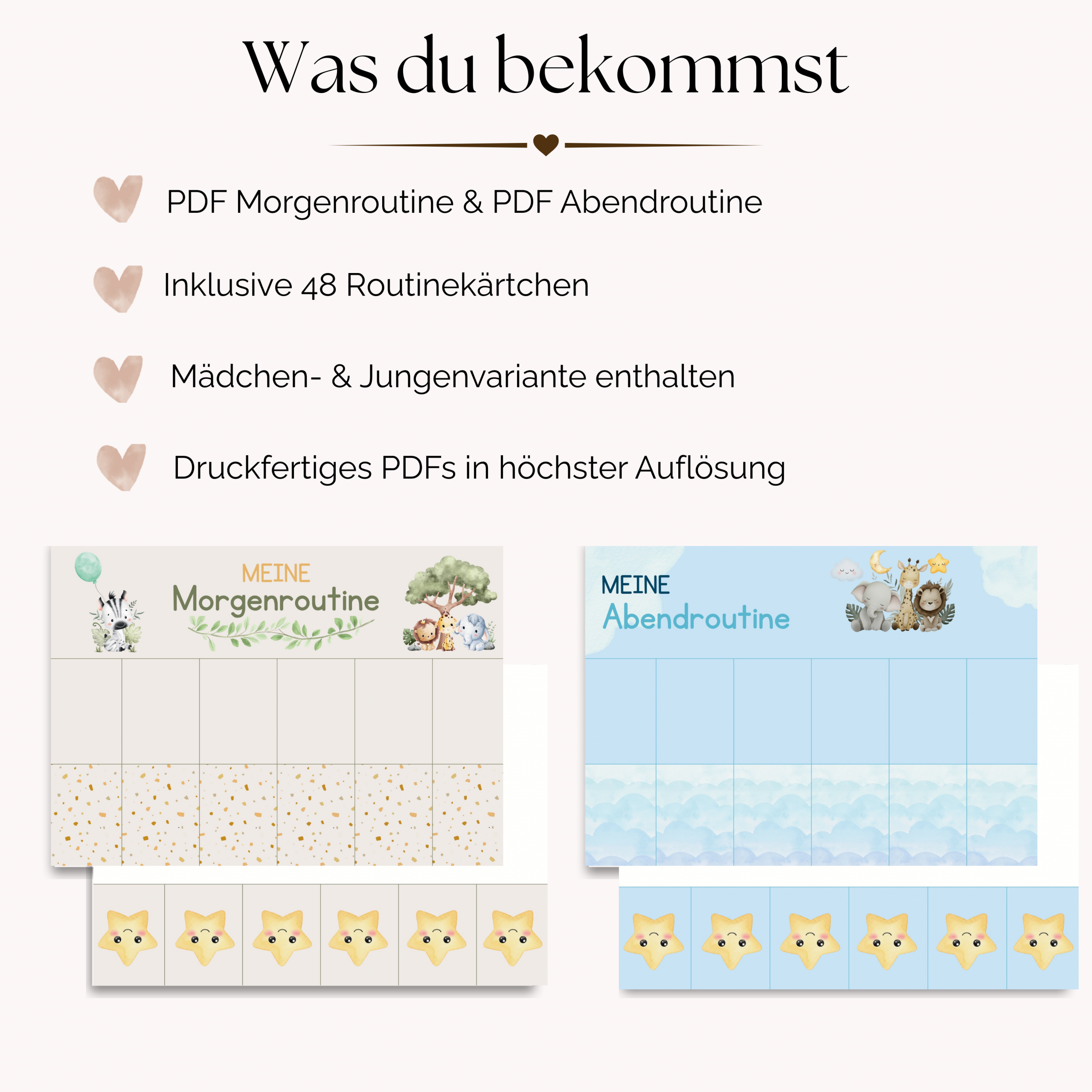 Routineplan Kinder Dschungel Blau-Grün – Safari Morgenroutine & Abendroutine zum Ausdrucken – Bild 3