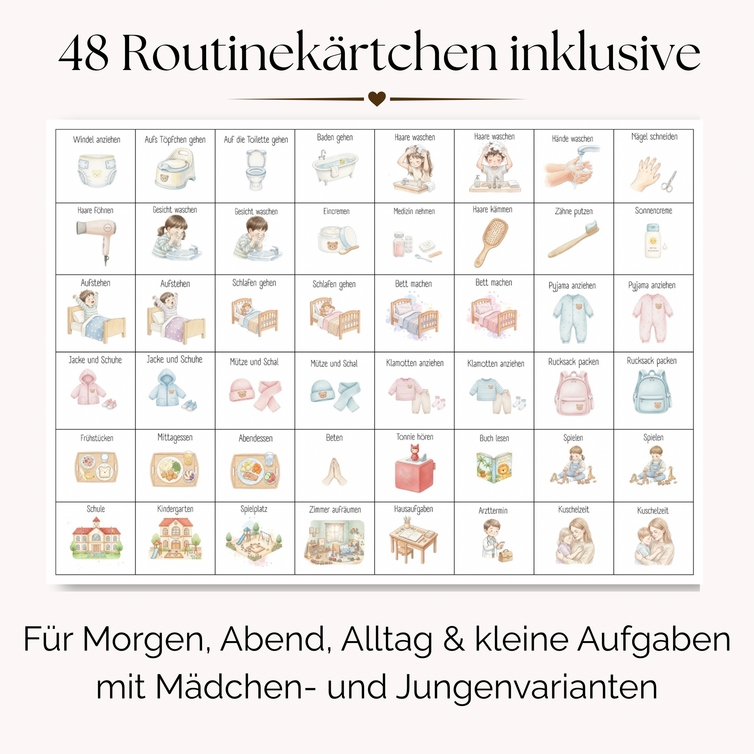 Routineplan Kinder Dschungel Blau-Grün – Safari Morgenroutine & Abendroutine zum Ausdrucken – Bild 5